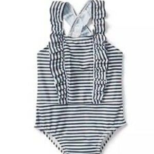 Baby GAP girls striped ruffle swimsuit